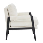 Poltrona d'accento in ciniglia Mid-Century Modern con cuscino schienale rimovibile e gambe in legno di acacia – Giallo / Arancione / Blu / Grigio / Bianco, Singola