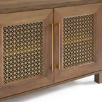 Mobile TV con ante in rattan stile retrò – Nero / Rovere rustico / Bianco, Singolo, Adatto a TV fino a 78"