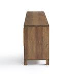 Mobile TV con ante in rattan stile retrò – Nero / Rovere rustico / Bianco, Singolo, Adatto a TV fino a 78"