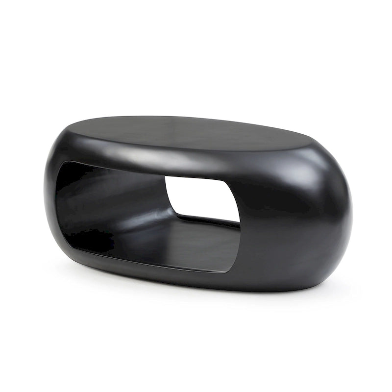 Tavolino moderno ovale in fibra di vetro – Nero / Bianco, S / M / L, Singolo