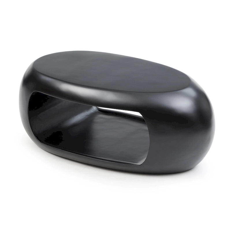 Tavolino moderno ovale in fibra di vetro – Nero / Bianco, S / M / L, Singolo