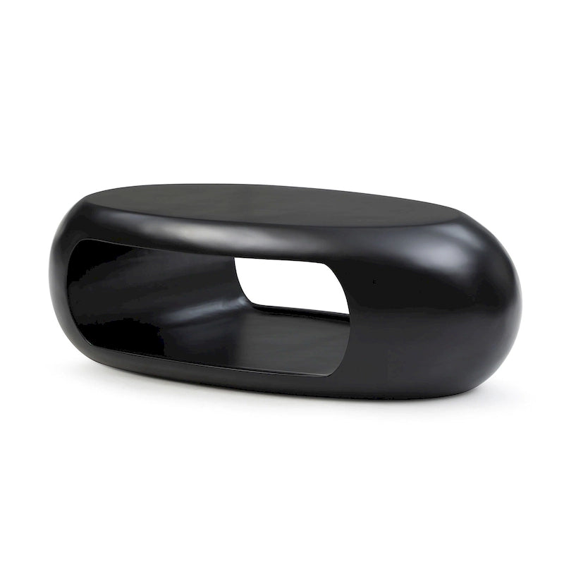 Tavolino moderno ovale in fibra di vetro – Nero / Bianco, S / M / L, Singolo