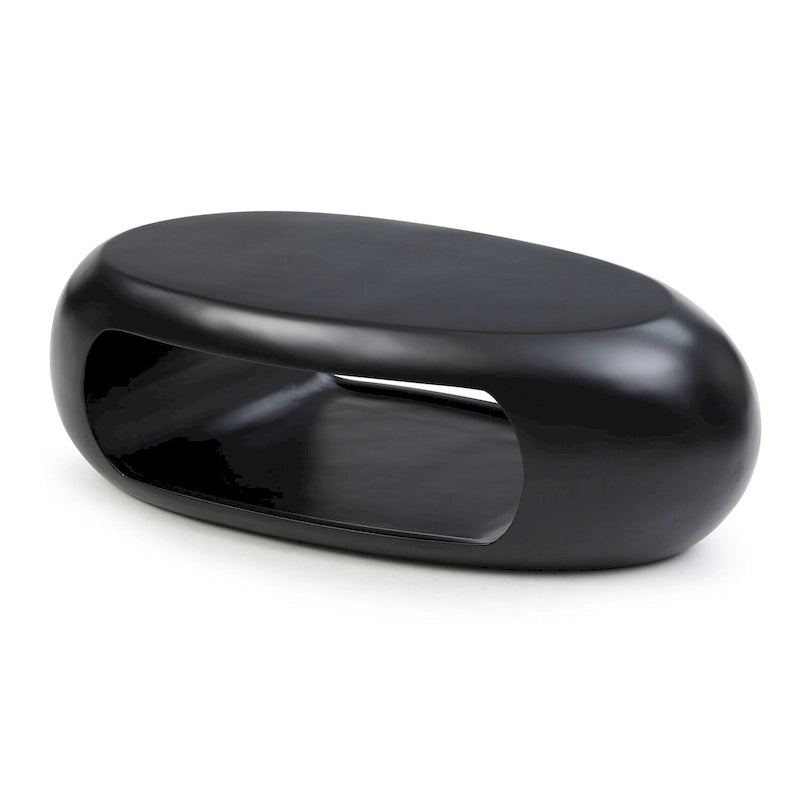 Tavolino moderno ovale in fibra di vetro – Nero / Bianco, S / M / L, Singolo
