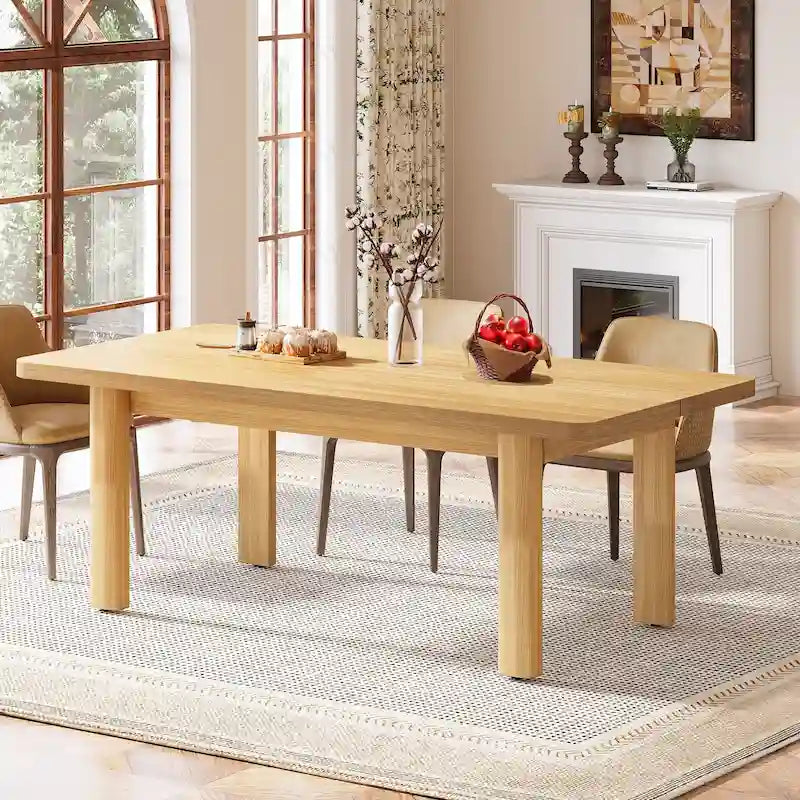 Tavolo da pranzo rettangolare in stile rustico da 160 cm con gambe in legno massello – Noce, per 4–6 persone