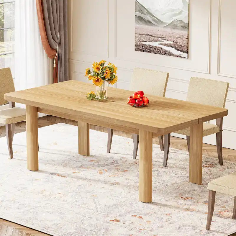 Tavolo da pranzo rettangolare in stile rustico da 160 cm con gambe in legno massello – Noce, per 4–6 persone