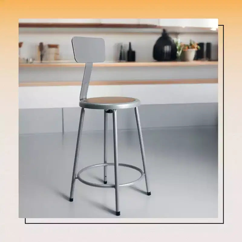Sgabello da bancone in acciaio con schienale Felix Collection 24" di Hampden Furnishings