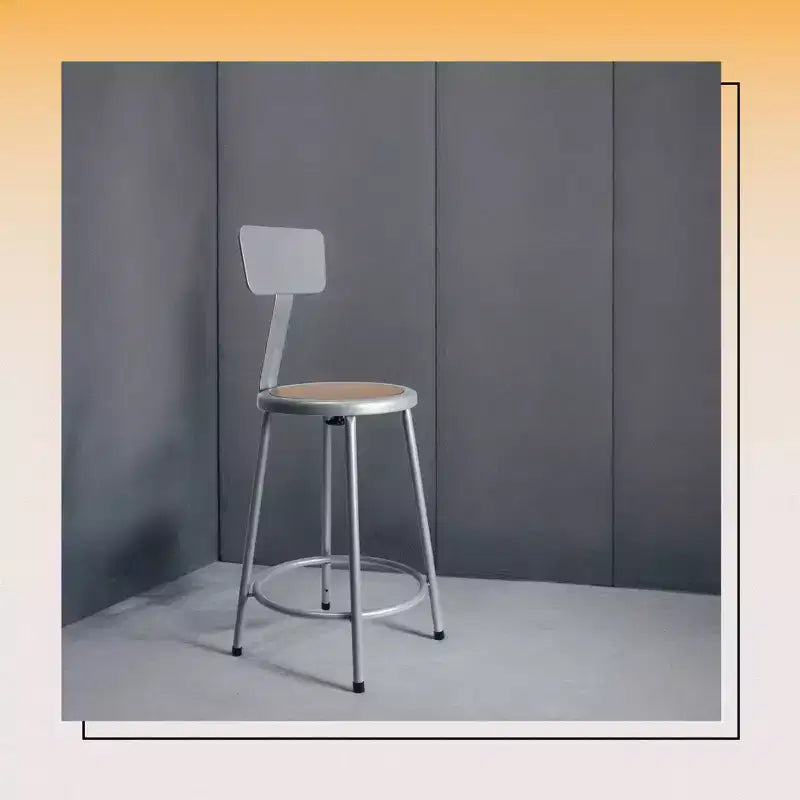 Sgabello da bancone in acciaio con schienale Felix Collection 24" di Hampden Furnishings
