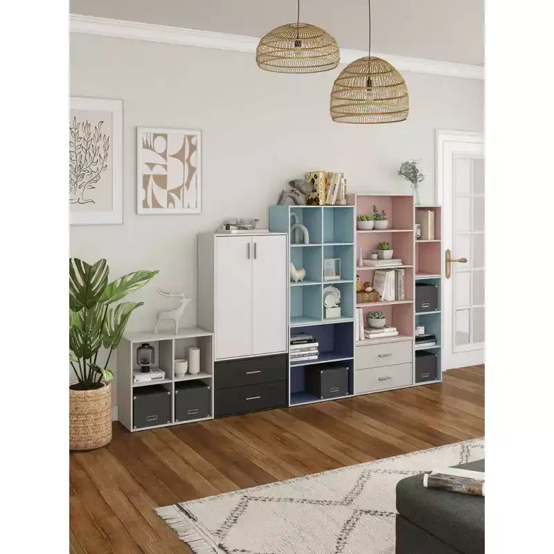 24/7 Shop At Home Libreria moderna a 3 ripiani impilabile e modulare Silkpath da 35,3 pollici