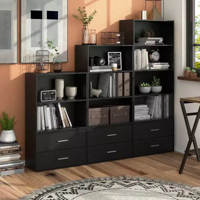 24/7 Shop At Home Libreria moderna a 3 ripiani impilabile e modulare Silkpath da 35,3 pollici