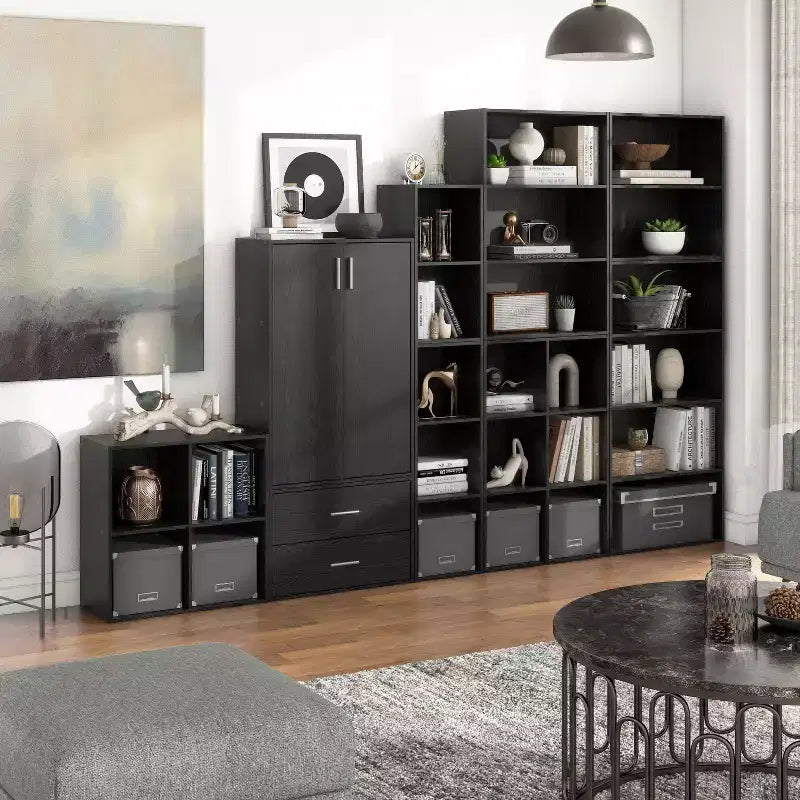 24/7 Shop At Home Libreria moderna a 3 ripiani impilabile e modulare Silkpath da 35,3 pollici