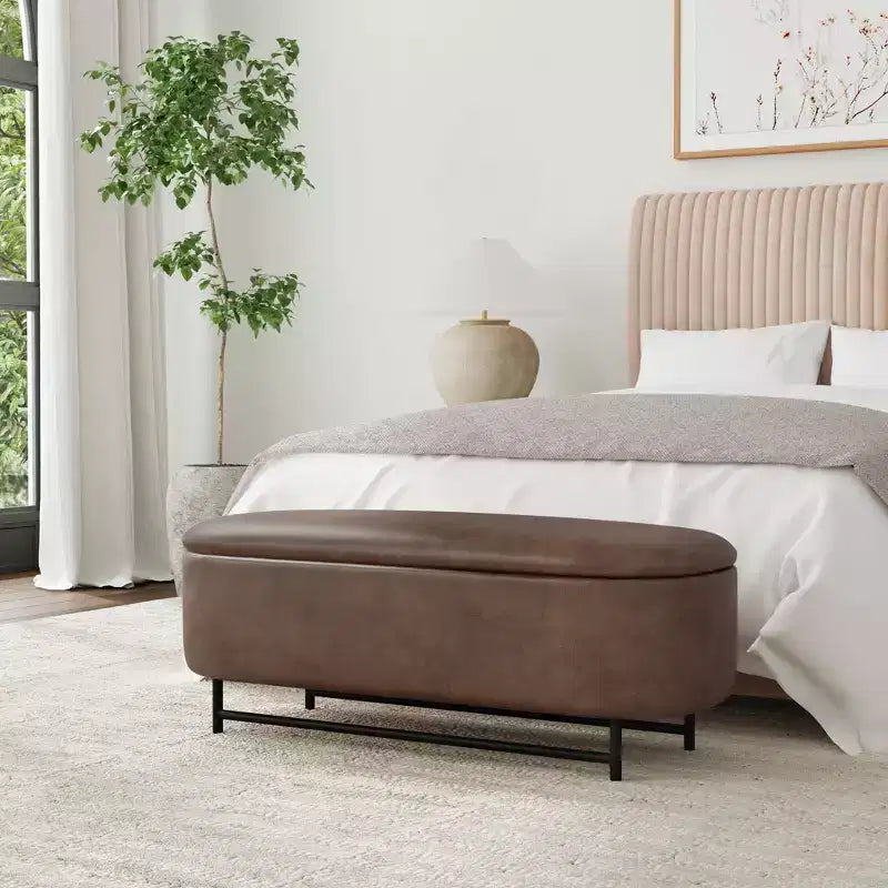 Panca contenitore HomePop Ellipse con gambe in metallo