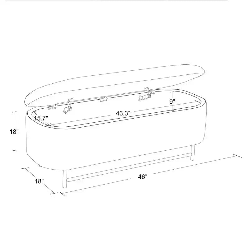 Panca contenitore HomePop Ellipse con gambe in metallo