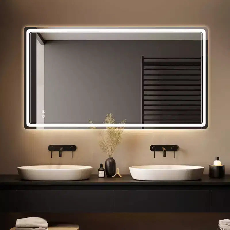 Specchio da trucco rettangolare a LED WallBeyond trasparente