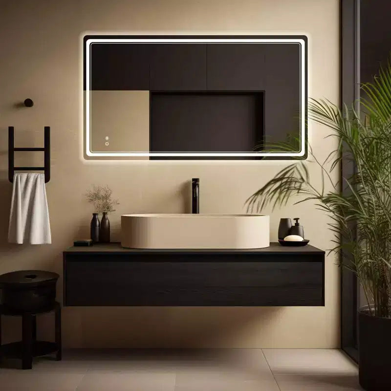 Specchio da trucco rettangolare a LED WallBeyond trasparente