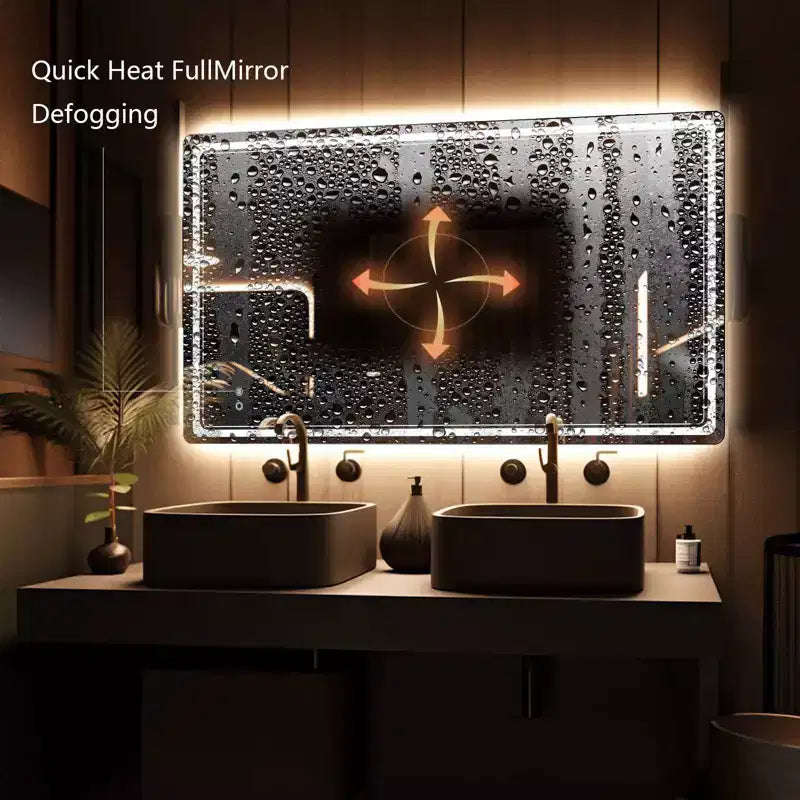 Specchio da trucco rettangolare a LED WallBeyond trasparente