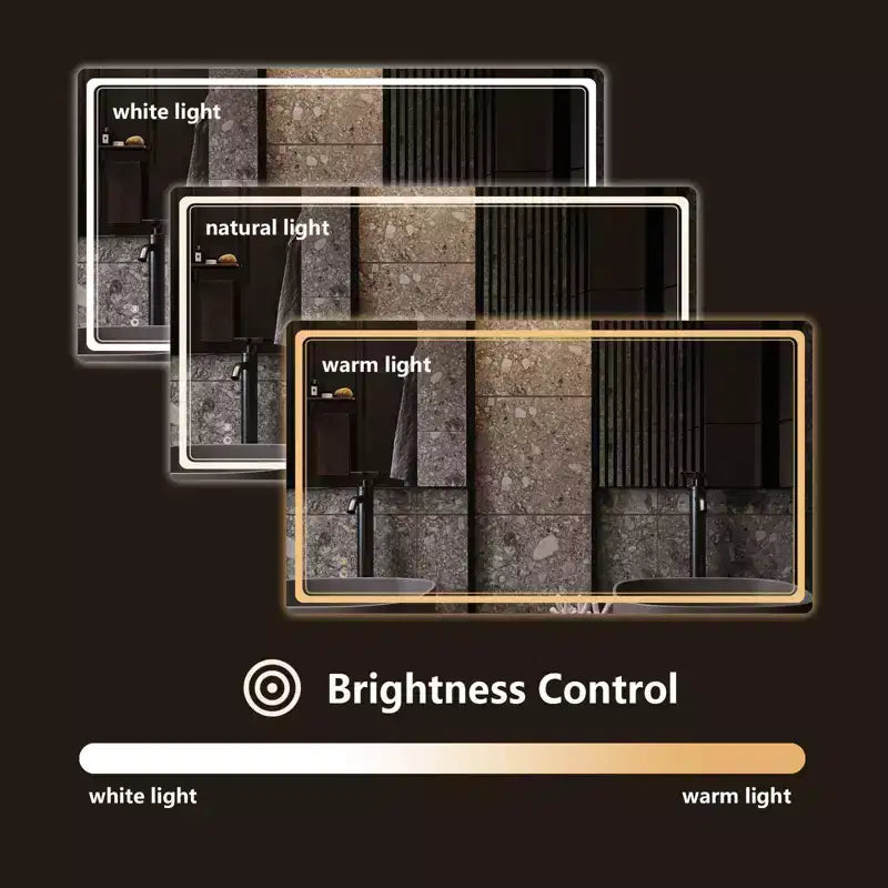 Specchio da trucco rettangolare a LED WallBeyond trasparente