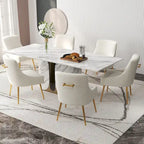 Sedia da Pranzo Senza Braccioli con Rivestimento in Velluto e Gambe in Metallo Dorato – Beige / Verde / Nero / Blu Scuro / Grigio