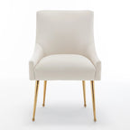 Sedia da Pranzo Senza Braccioli con Rivestimento in Velluto e Gambe in Metallo Dorato – Beige / Verde / Nero / Blu Scuro / Grigio
