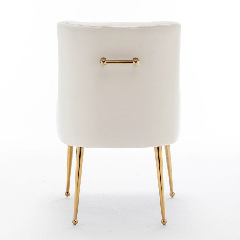 Sedia da Pranzo Senza Braccioli con Rivestimento in Velluto e Gambe in Metallo Dorato – Beige / Verde / Nero / Blu Scuro / Grigio