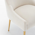 Sedia da Pranzo Senza Braccioli con Rivestimento in Velluto e Gambe in Metallo Dorato – Beige / Verde / Nero / Blu Scuro / Grigio