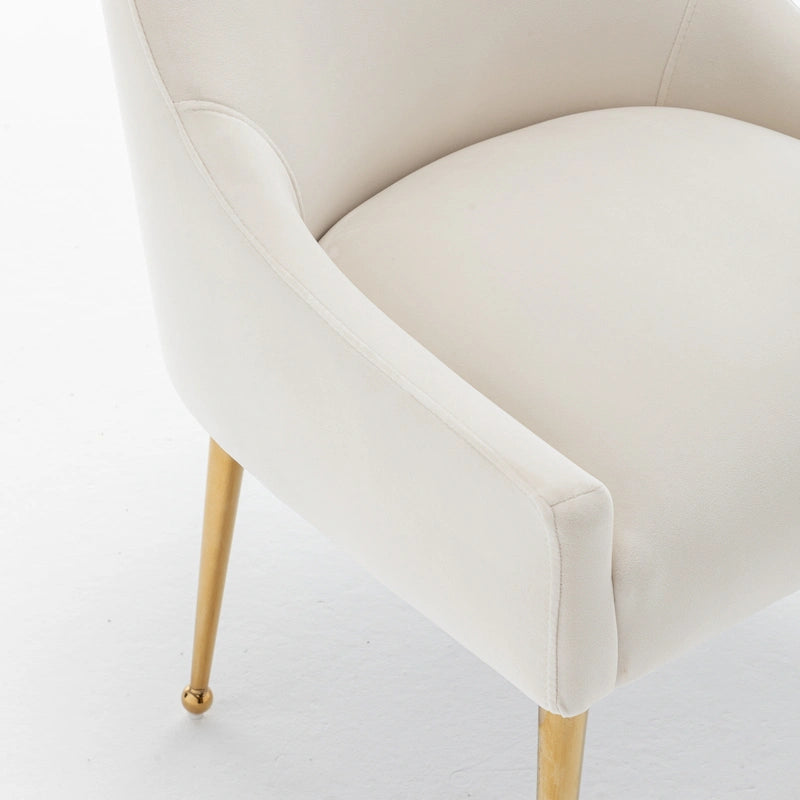Sedia da Pranzo Senza Braccioli con Rivestimento in Velluto e Gambe in Metallo Dorato – Beige / Verde / Nero / Blu Scuro / Grigio