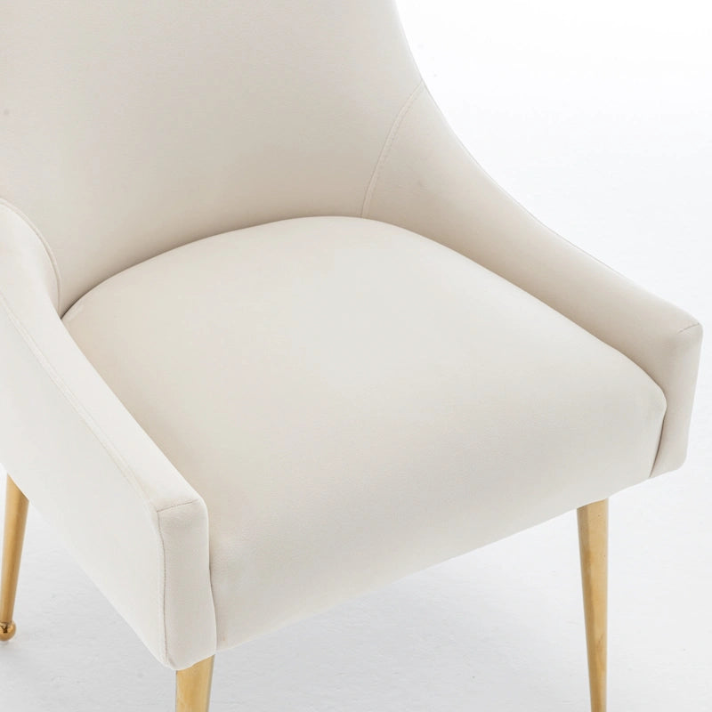 Sedia da Pranzo Senza Braccioli con Rivestimento in Velluto e Gambe in Metallo Dorato – Beige / Verde / Nero / Blu Scuro / Grigio