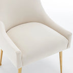 Sedia da Pranzo Senza Braccioli con Rivestimento in Velluto e Gambe in Metallo Dorato – Beige / Verde / Nero / Blu Scuro / Grigio