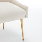 Sedia da Pranzo Senza Braccioli con Rivestimento in Velluto e Gambe in Metallo Dorato – Beige / Verde / Nero / Blu Scuro / Grigio