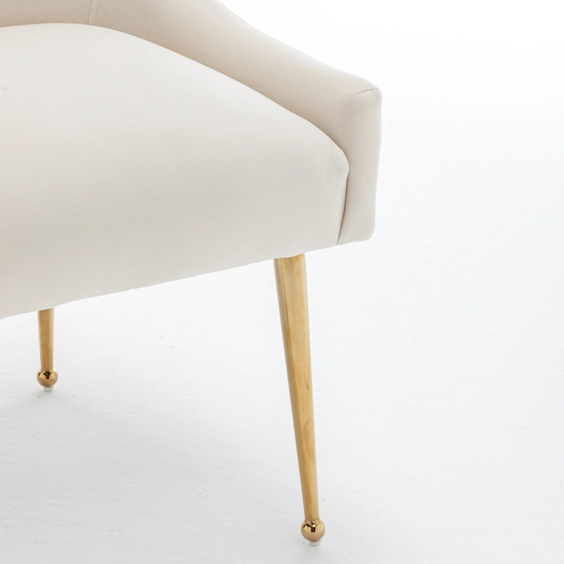 Sedia da Pranzo Senza Braccioli con Rivestimento in Velluto e Gambe in Metallo Dorato – Beige / Verde / Nero / Blu Scuro / Grigio
