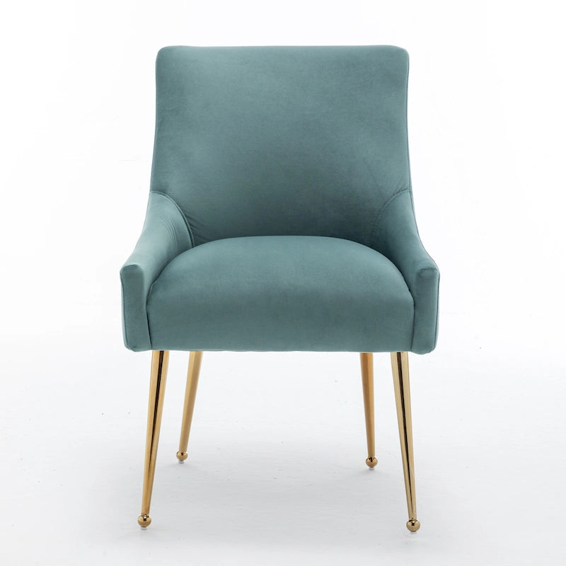 Sedia da Pranzo Senza Braccioli con Rivestimento in Velluto e Gambe in Metallo Dorato – Beige / Verde / Nero / Blu Scuro / Grigio