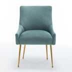 Sedia da Pranzo Senza Braccioli con Rivestimento in Velluto e Gambe in Metallo Dorato – Beige / Verde / Nero / Blu Scuro / Grigio