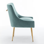 Sedia da Pranzo Senza Braccioli con Rivestimento in Velluto e Gambe in Metallo Dorato – Beige / Verde / Nero / Blu Scuro / Grigio