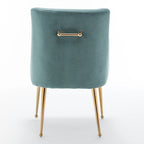 Sedia da Pranzo Senza Braccioli con Rivestimento in Velluto e Gambe in Metallo Dorato – Beige / Verde / Nero / Blu Scuro / Grigio