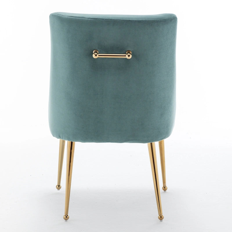 Sedia da Pranzo Senza Braccioli con Rivestimento in Velluto e Gambe in Metallo Dorato – Beige / Verde / Nero / Blu Scuro / Grigio
