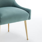 Sedia da Pranzo Senza Braccioli con Rivestimento in Velluto e Gambe in Metallo Dorato – Beige / Verde / Nero / Blu Scuro / Grigio