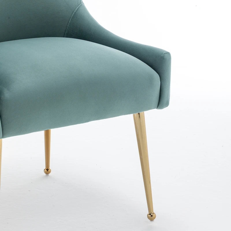 Sedia da Pranzo Senza Braccioli con Rivestimento in Velluto e Gambe in Metallo Dorato – Beige / Verde / Nero / Blu Scuro / Grigio