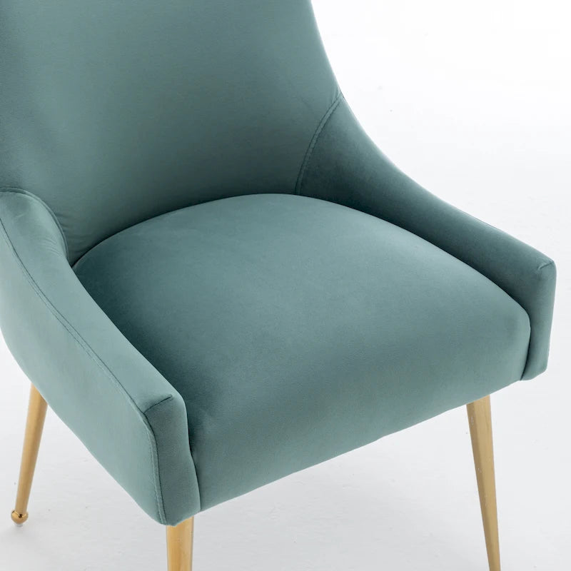 Sedia da Pranzo Senza Braccioli con Rivestimento in Velluto e Gambe in Metallo Dorato – Beige / Verde / Nero / Blu Scuro / Grigio