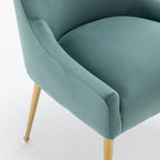 Sedia da Pranzo Senza Braccioli con Rivestimento in Velluto e Gambe in Metallo Dorato – Beige / Verde / Nero / Blu Scuro / Grigio