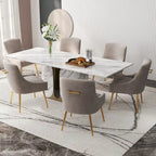 Sedia da Pranzo Senza Braccioli con Rivestimento in Velluto e Gambe in Metallo Dorato – Beige / Verde / Nero / Blu Scuro / Grigio