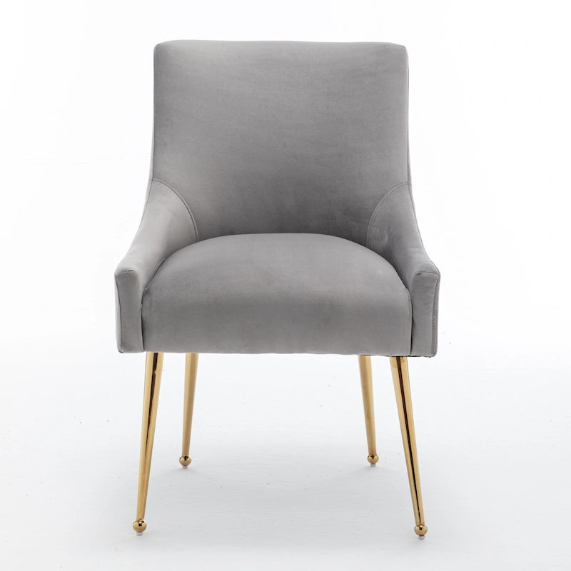 Sedia da Pranzo Senza Braccioli con Rivestimento in Velluto e Gambe in Metallo Dorato – Beige / Verde / Nero / Blu Scuro / Grigio