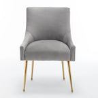 Sedia da Pranzo Senza Braccioli con Rivestimento in Velluto e Gambe in Metallo Dorato – Beige / Verde / Nero / Blu Scuro / Grigio