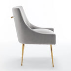 Sedia da Pranzo Senza Braccioli con Rivestimento in Velluto e Gambe in Metallo Dorato – Beige / Verde / Nero / Blu Scuro / Grigio