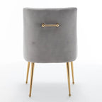 Sedia da Pranzo Senza Braccioli con Rivestimento in Velluto e Gambe in Metallo Dorato – Beige / Verde / Nero / Blu Scuro / Grigio
