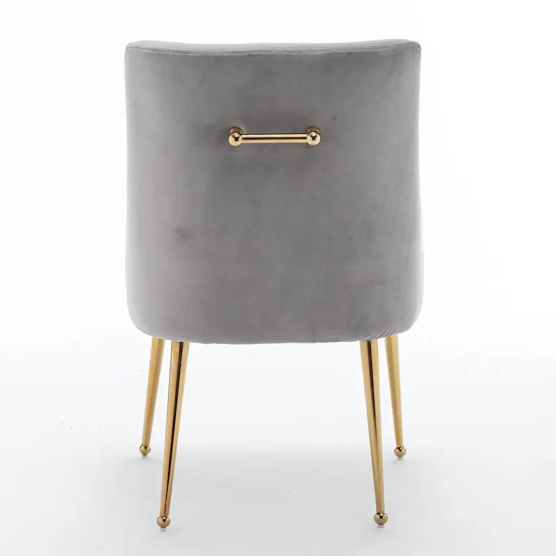 Sedia da Pranzo Senza Braccioli con Rivestimento in Velluto e Gambe in Metallo Dorato – Beige / Verde / Nero / Blu Scuro / Grigio