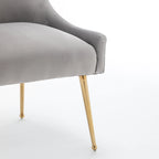 Sedia da Pranzo Senza Braccioli con Rivestimento in Velluto e Gambe in Metallo Dorato – Beige / Verde / Nero / Blu Scuro / Grigio