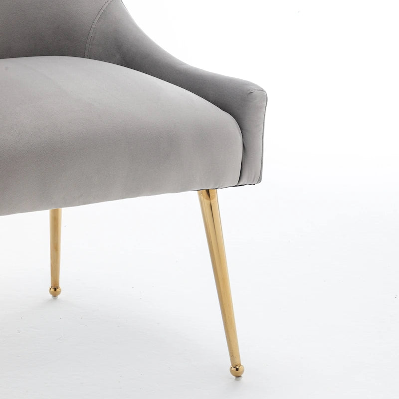 Sedia da Pranzo Senza Braccioli con Rivestimento in Velluto e Gambe in Metallo Dorato – Beige / Verde / Nero / Blu Scuro / Grigio