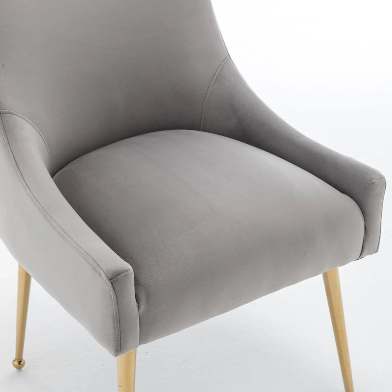 Sedia da Pranzo Senza Braccioli con Rivestimento in Velluto e Gambe in Metallo Dorato – Beige / Verde / Nero / Blu Scuro / Grigio