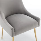 Sedia da Pranzo Senza Braccioli con Rivestimento in Velluto e Gambe in Metallo Dorato – Beige / Verde / Nero / Blu Scuro / Grigio