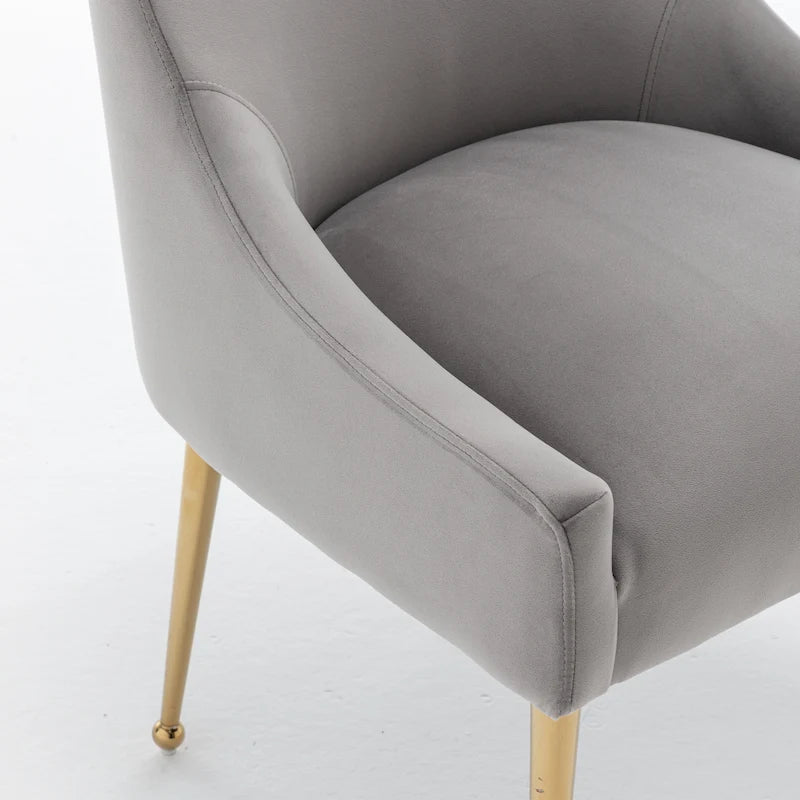 Sedia da Pranzo Senza Braccioli con Rivestimento in Velluto e Gambe in Metallo Dorato – Beige / Verde / Nero / Blu Scuro / Grigio