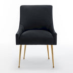 Sedia da Pranzo Senza Braccioli con Rivestimento in Velluto e Gambe in Metallo Dorato – Beige / Verde / Nero / Blu Scuro / Grigio